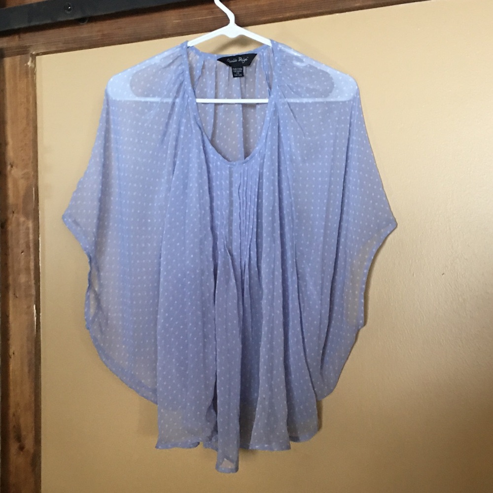 Light blue polka dot top